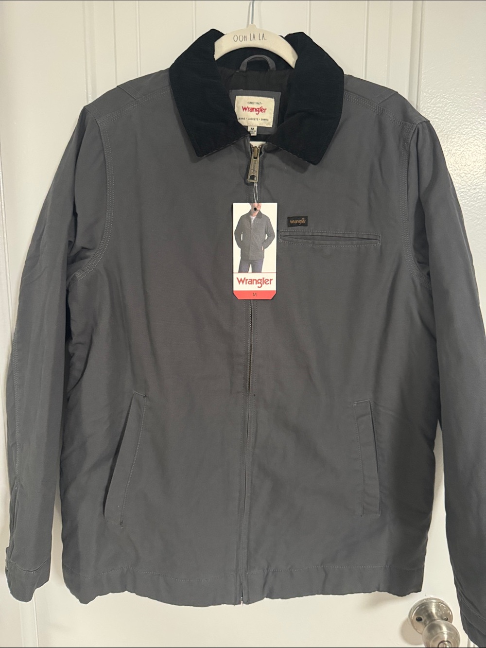 Wrangler Gray Jacket with Black Cord Collar